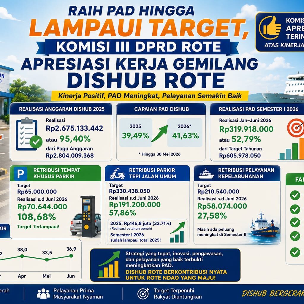 Raih PAD Hingga Lampaui Target, Komisi III DPRD Rote Apresiasi Kerja Gemilang Dishub Rote.